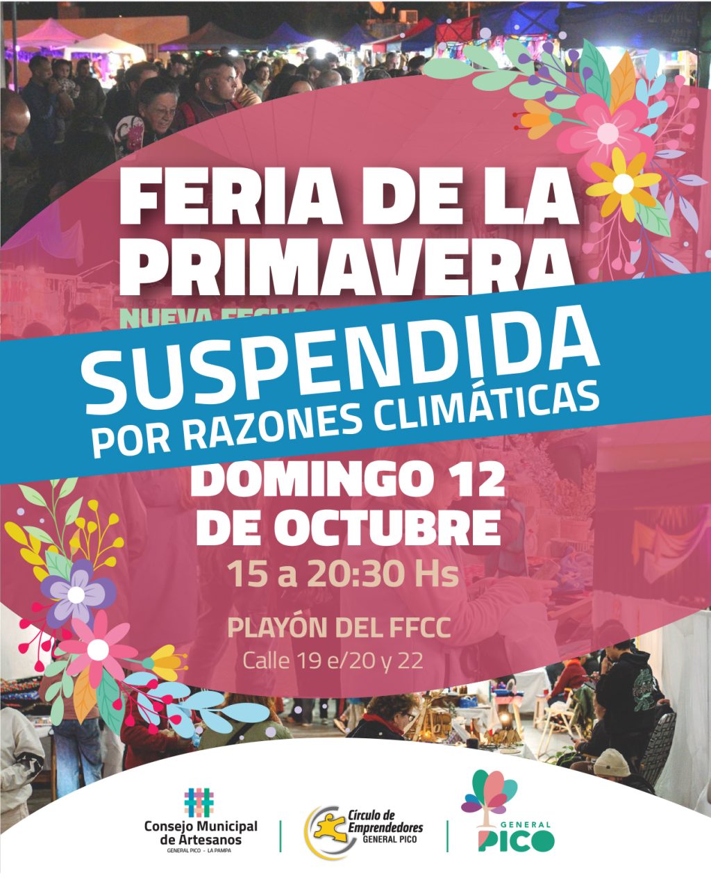 Suspenden la Feria de la Primavera en General Pico por fuertes vientos