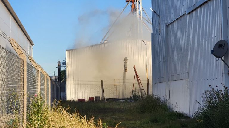 Incendio en un silo del Parque Industrial: rápida intervención de Bomberos “es un operativo largo y de trabajo minucioso”, dijo Farias