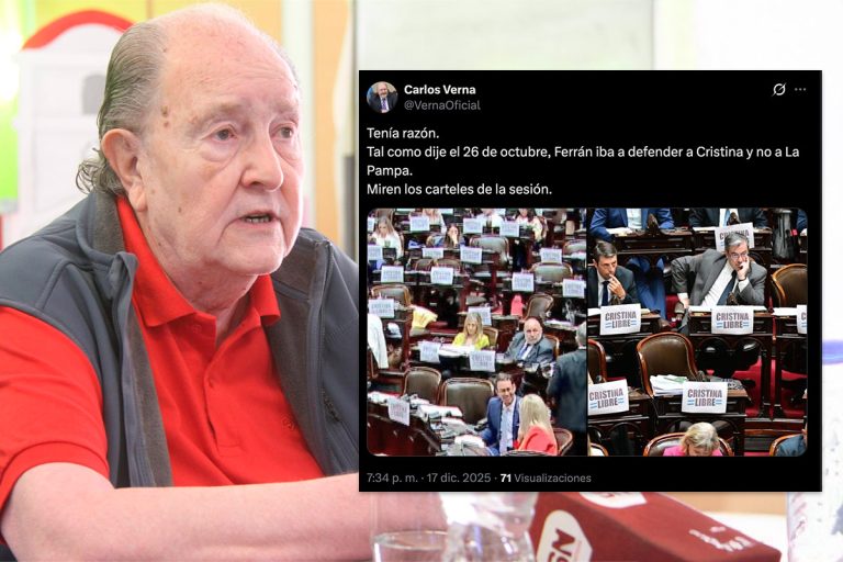 Verna volvió a la carga contra Ferrán: “Tenía razón, iba a defender a Cristina y no a La Pampa”