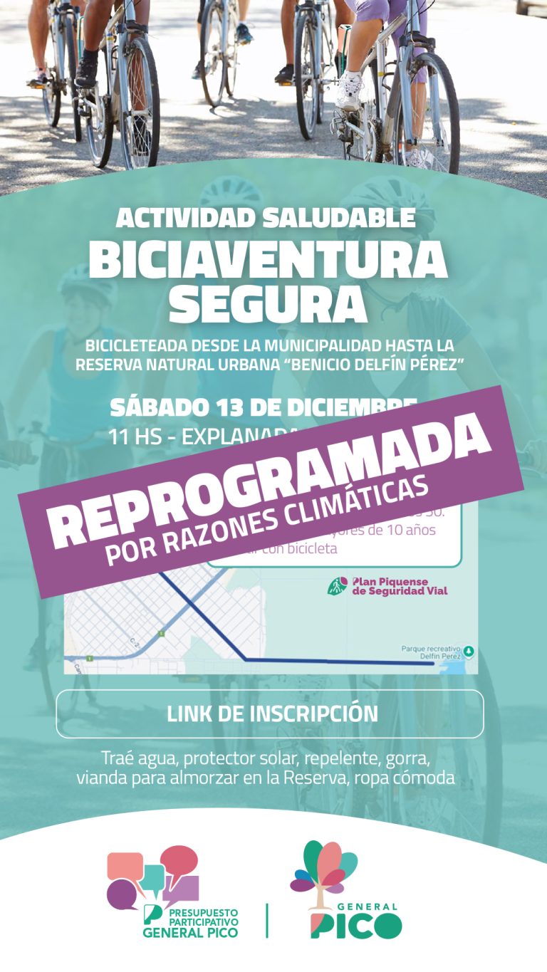 Reprograman la “Biciaventura Segura” en General Pico por las condiciones climáticas