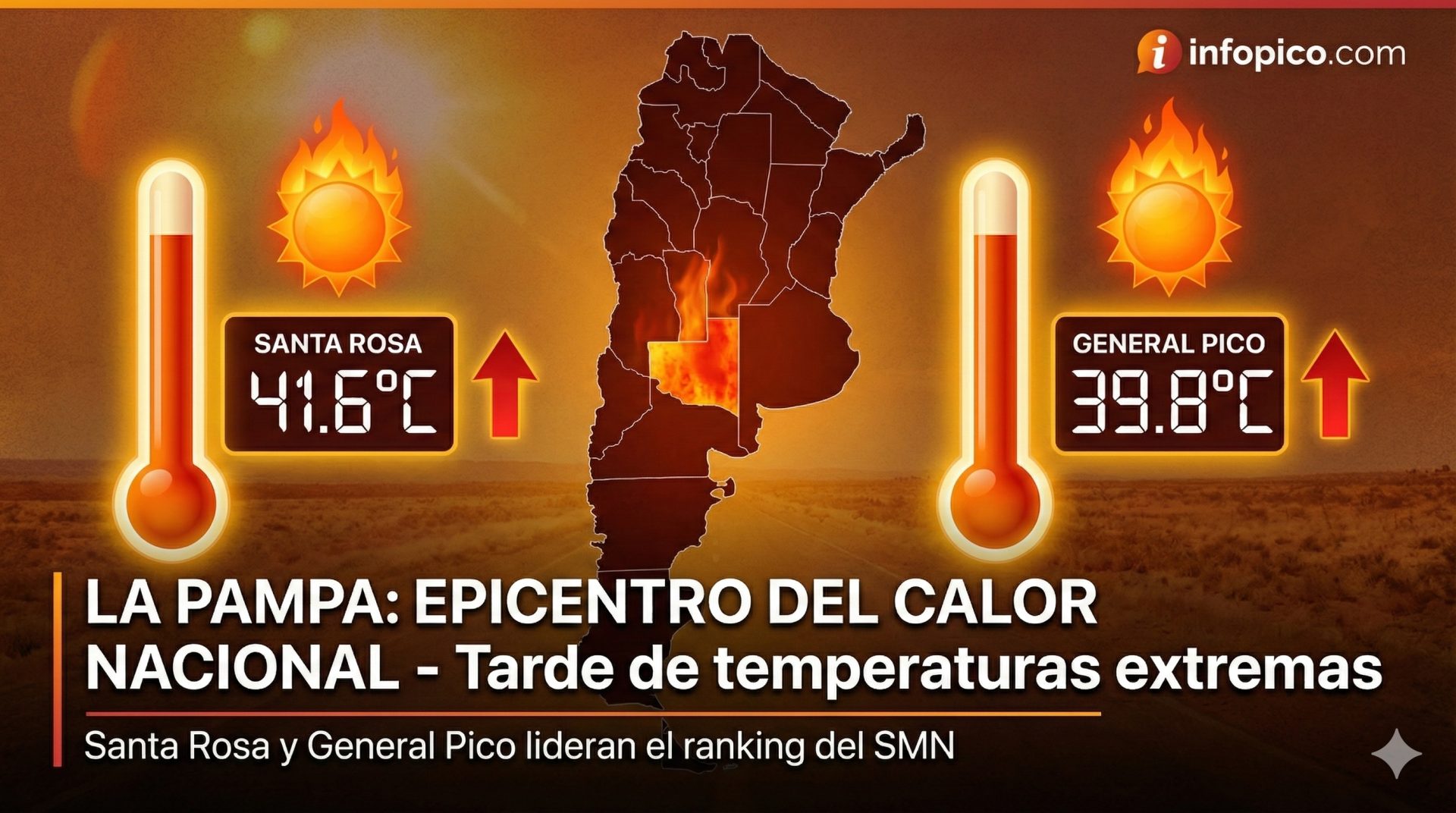 La Pampa al rojo vivo: Santa Rosa y General Pico lideran el ranking de temperaturas a nivel nacional