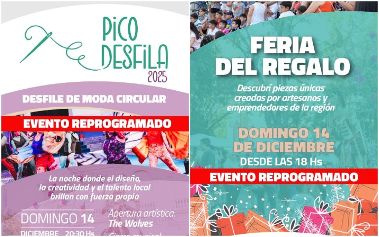 Por las condiciones climáticas, reprograman la “Feria del Regalo” y “Pico Desfila”