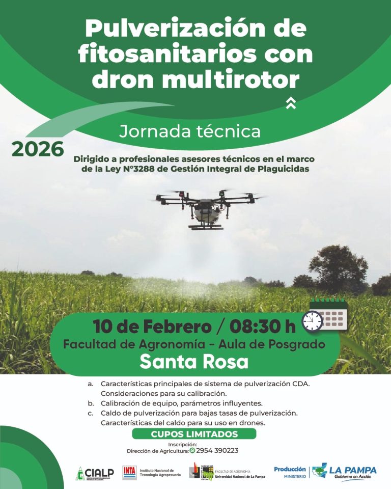 Realizarán una jornada técnica sobre el uso de drones para la pulverización de fitosanitarios en Santa Rosa
