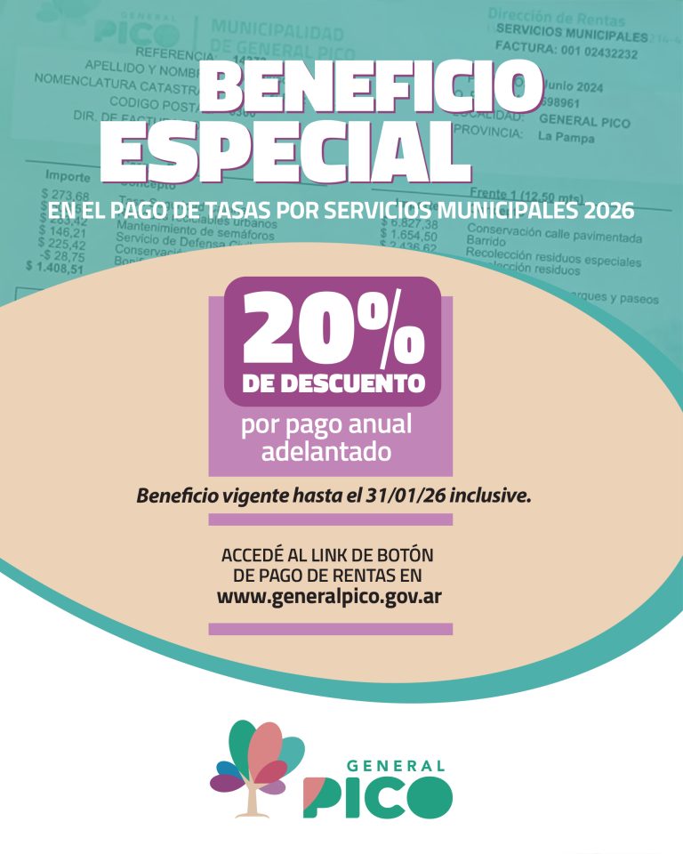 General Pico: últimos días para acceder al descuento del 20% por el pago anual de tasas