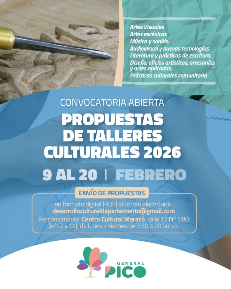 General Pico: abren la convocatoria para presentar proyectos de los Talleres de Cultura 2026