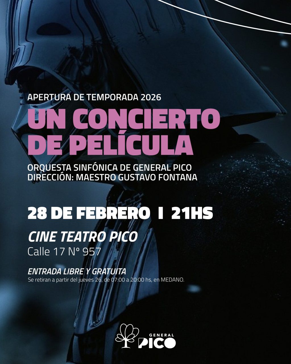 La Orquesta Sinfónica de General Pico inaugura su temporada 2026 con música de cine