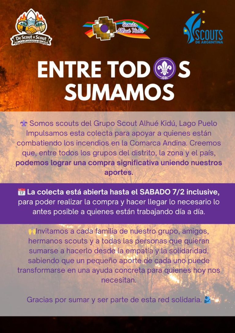 Incendios en la Comarca Andina: scouts lanzan una colecta solidaria para equipar a los brigadistas