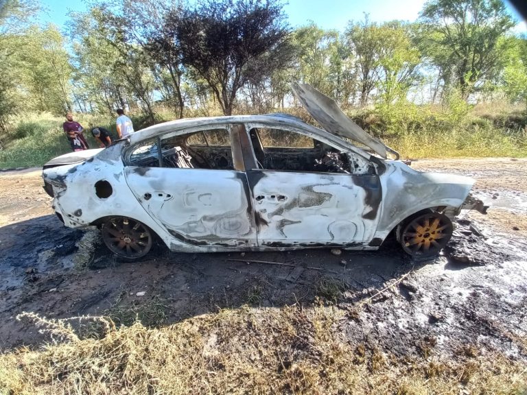 Un auto se incendió por completo en la Ruta 103 entre Metileo y Trenel