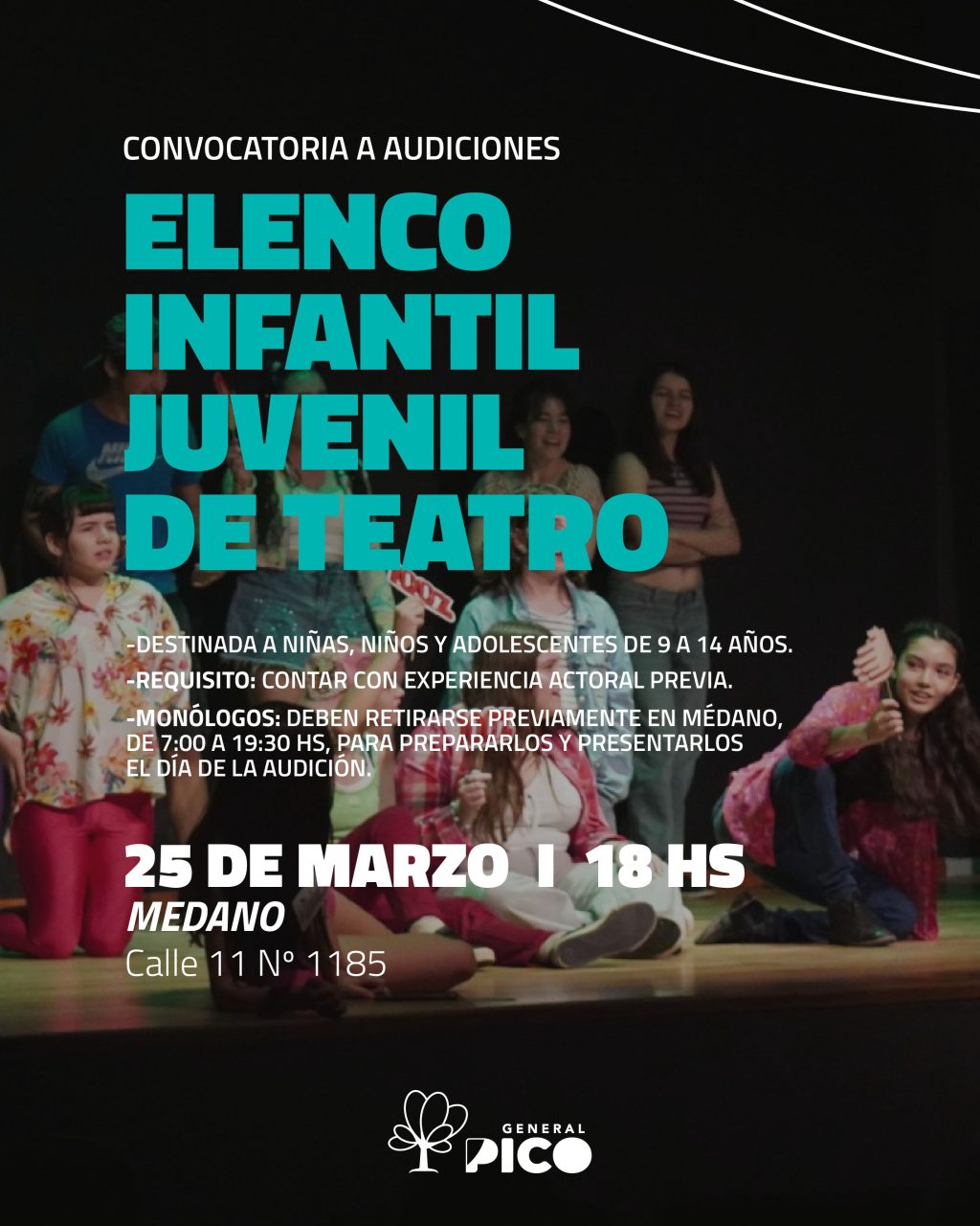 Convocan a jóvenes talentos para integrar el Elenco Infantil Juvenil de Teatro en General Pico