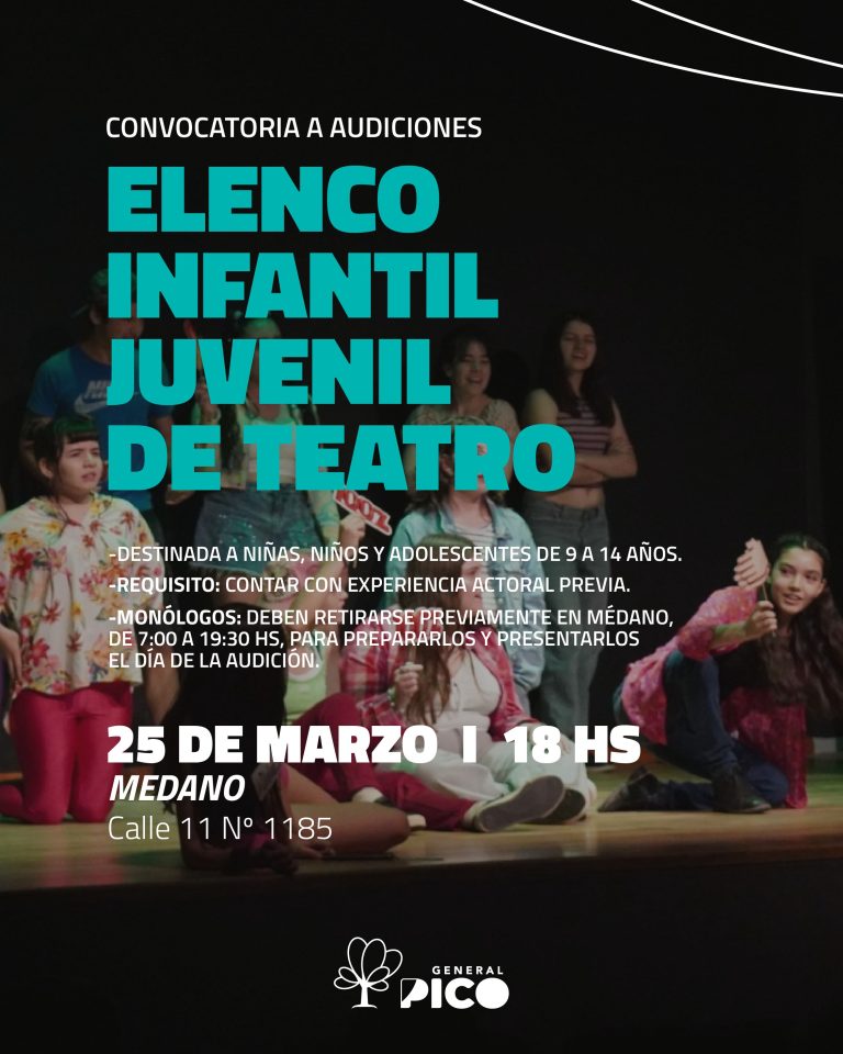 Convocan a jóvenes talentos para integrar el Elenco Infantil Juvenil de Teatro en General Pico