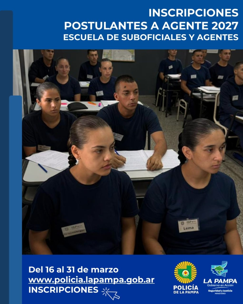 Abren la convocatoria para ingresar a la Policía de La Pampa en el ciclo 2027