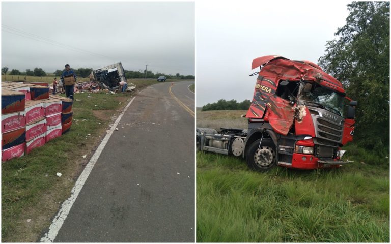 Un camionero volcó en la Ruta 9 cerca de Utracán