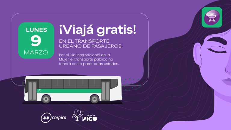 Las mujeres viajarán gratis en el transporte urbano de General Pico este lunes por el Día de la Mujer