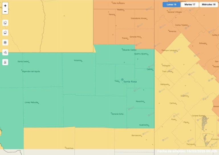 Alerta naranja por tormentas fuertes para General Pico y el norte de La Pampa