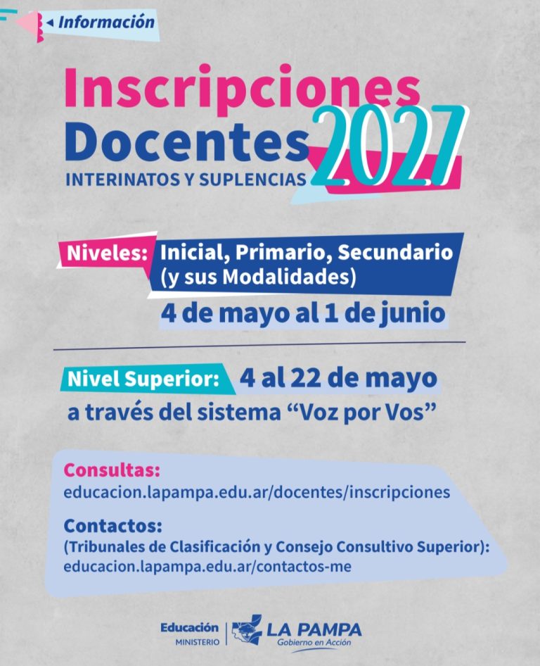 La Pampa: definen las fechas para la inscripción docente de interinatos y suplencias