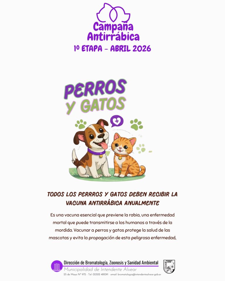 Comienza la primera etapa de la campaña de vacunación antirrábica 2026 en Intendente Alvear