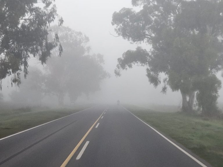 Alerta a los conductores: extrema baja visibilidad en rutas del norte pampeano por densa niebla