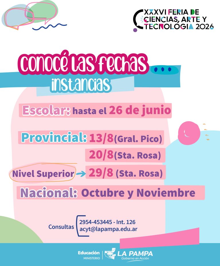 Educación confirmó el cronograma de la Feria de Ciencia, Arte y Tecnología en La Pampa