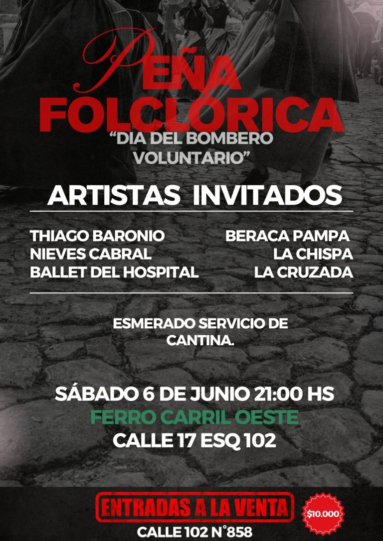 Gran peña folclórica en General Pico para celebrar el Día del Bombero Voluntario