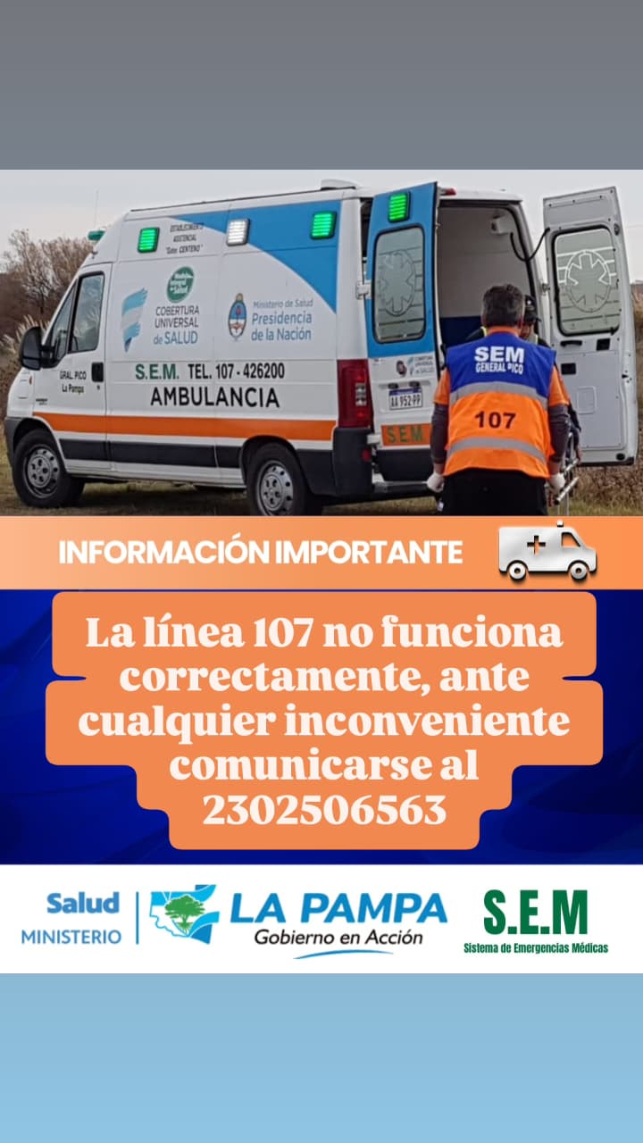 El SEM de General Pico informó que la línea 107 presenta fallas y habilitó un número alternativo