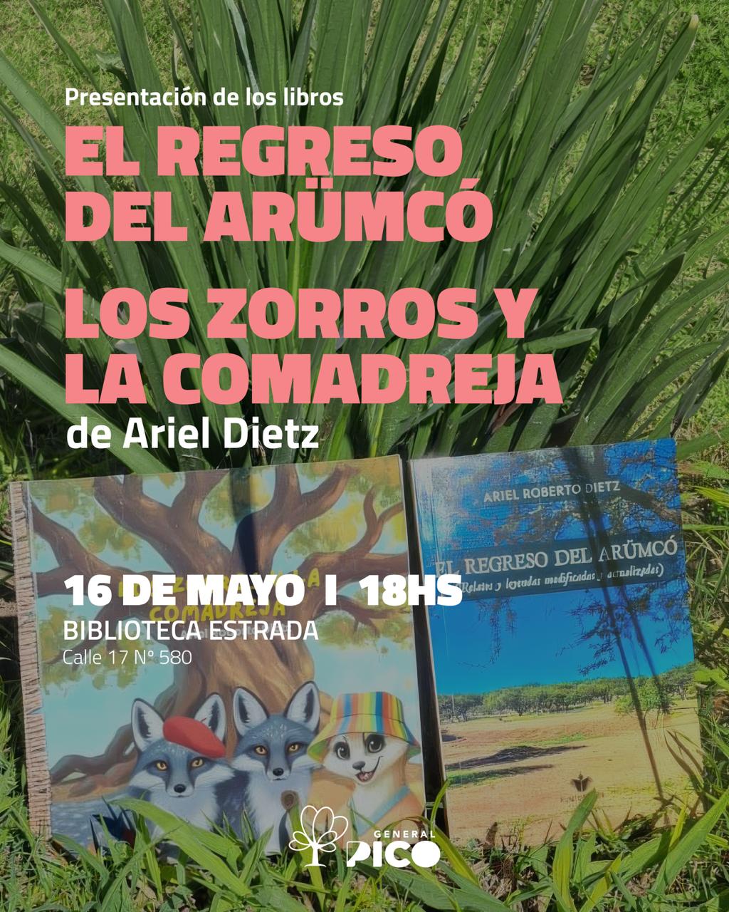 Ariel Dietz presentará sus libros “El regreso del Arümcó” y “Los zorros y la comadreja” en la Biblioteca Estrada