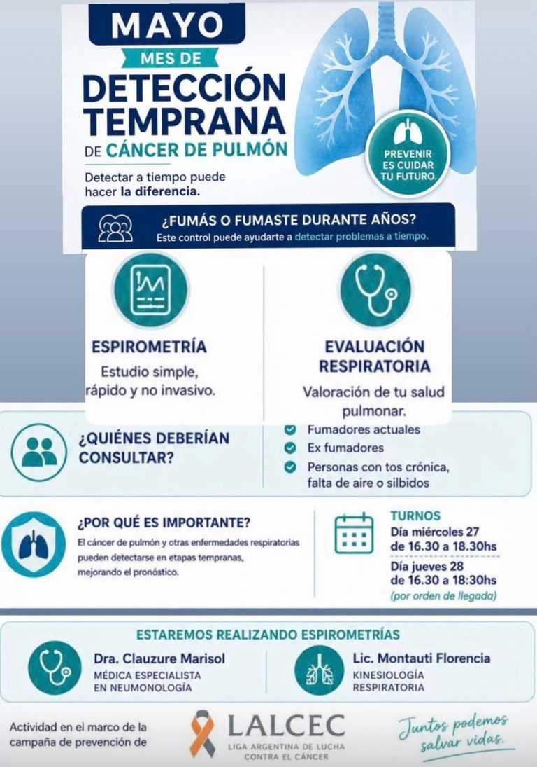 LALCEC impulsa una campaña de detección temprana del cáncer de pulmón: conocé los días y horarios