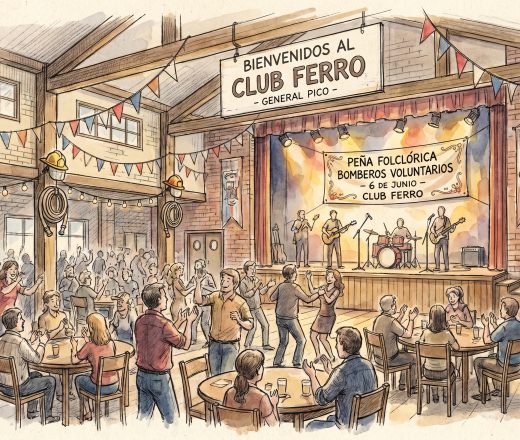 Bomberos Voluntarios festeja su día con la quinta edición de la peña folclórica en Club Ferro (Imagen ilustrativa IA - infopico.com)