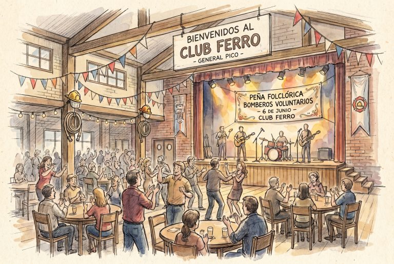 Bomberos Voluntarios festeja su día con la quinta edición de la peña folclórica en Club Ferro (Imagen ilustrativa IA - infopico.com)