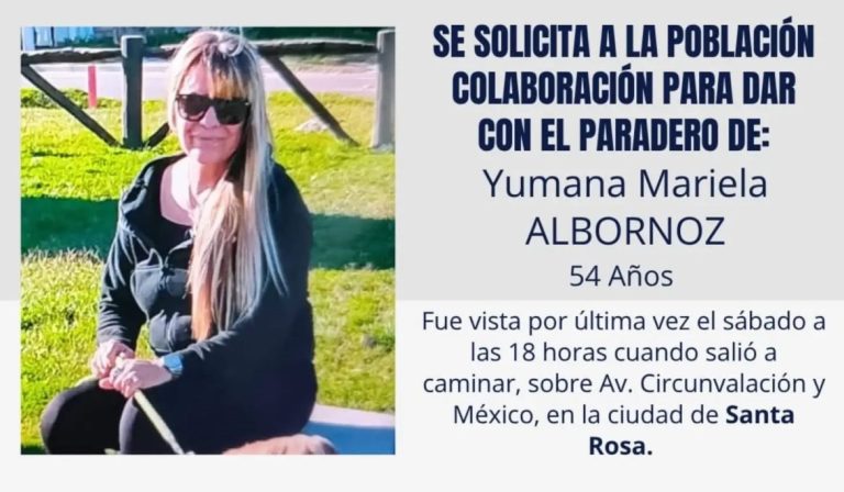 Solicitan colaboración para hallar a una mujer de 54 años