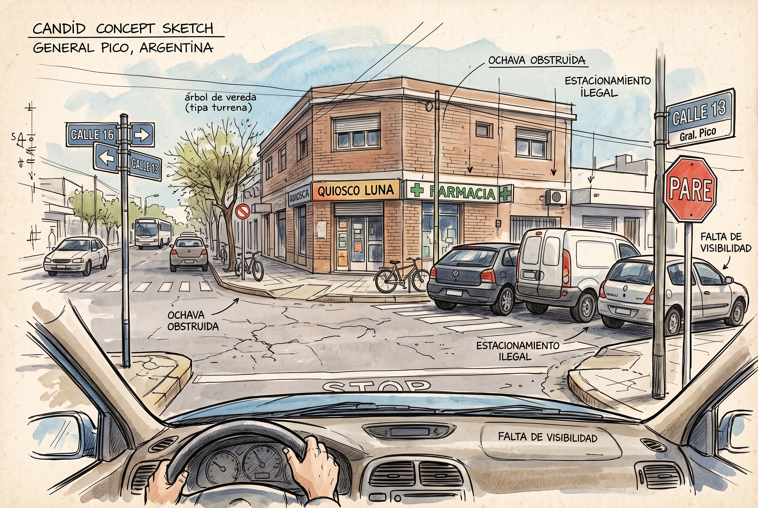 Ochavas y visibilidad: las contradicciones del propio municipio en seguridad vial (Imagen ilustrativa IA - infopico.com)