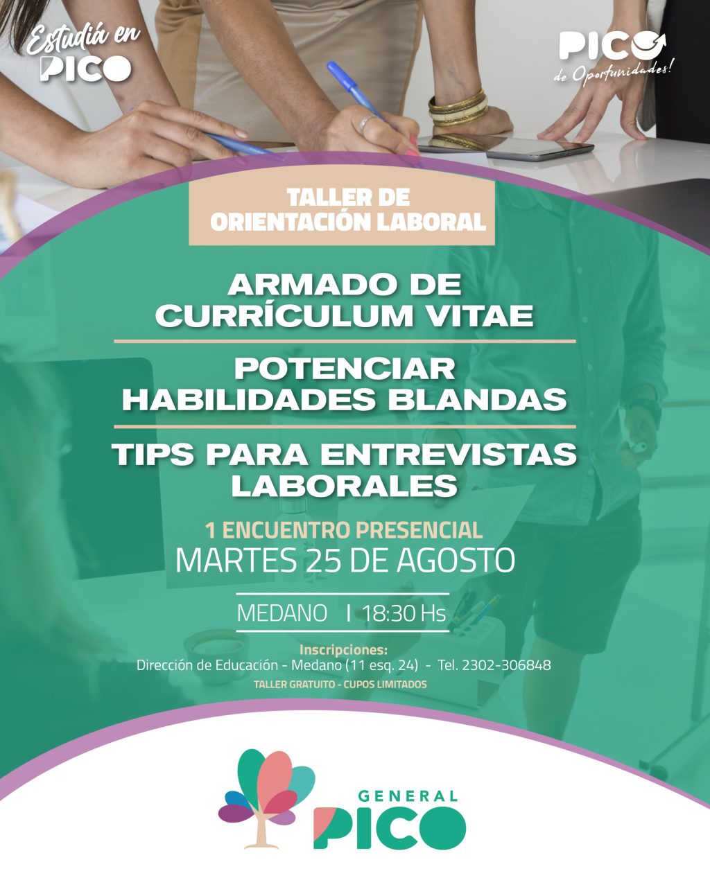 El Municipio de General Pico dictará un taller gratuito de orientación laboral