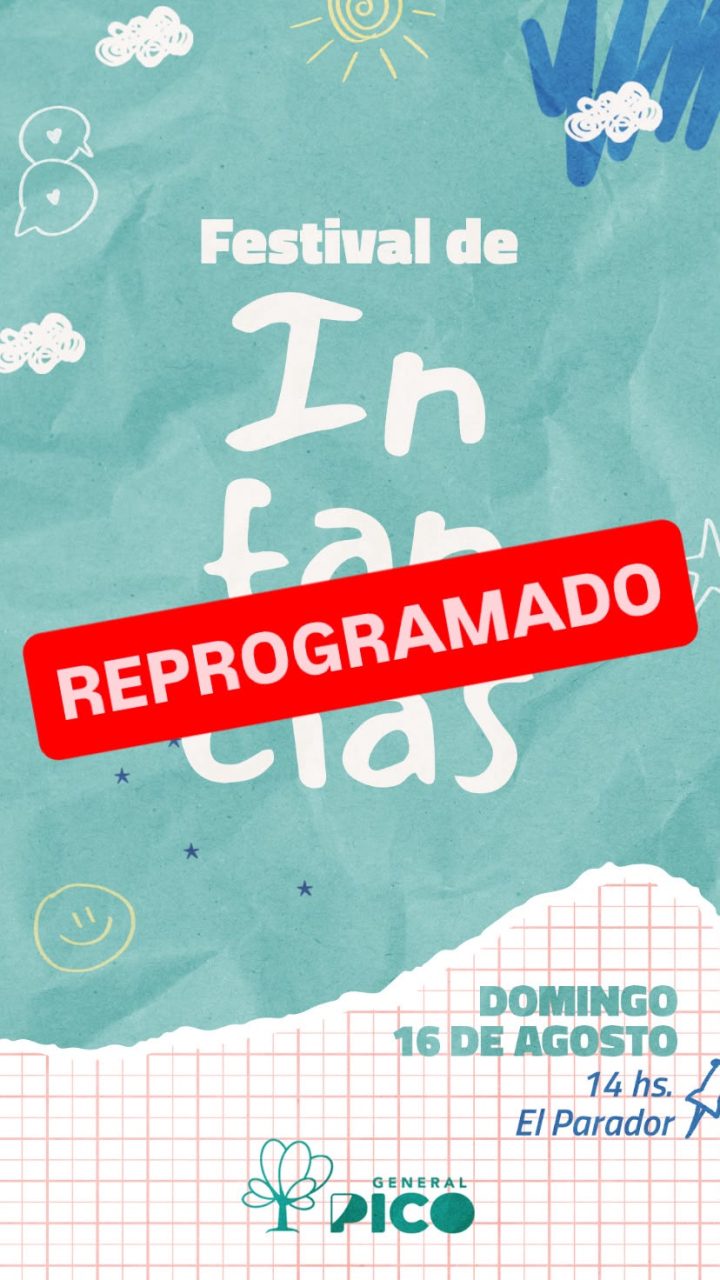 Por pronóstico de lluvia, reprograman el Festival de las Infancias en General Pico