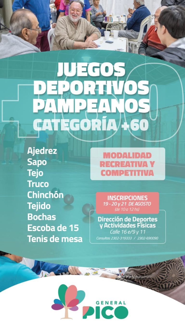 General Pico: Abren la inscripción para los Juegos Deportivos Pampeanos +60