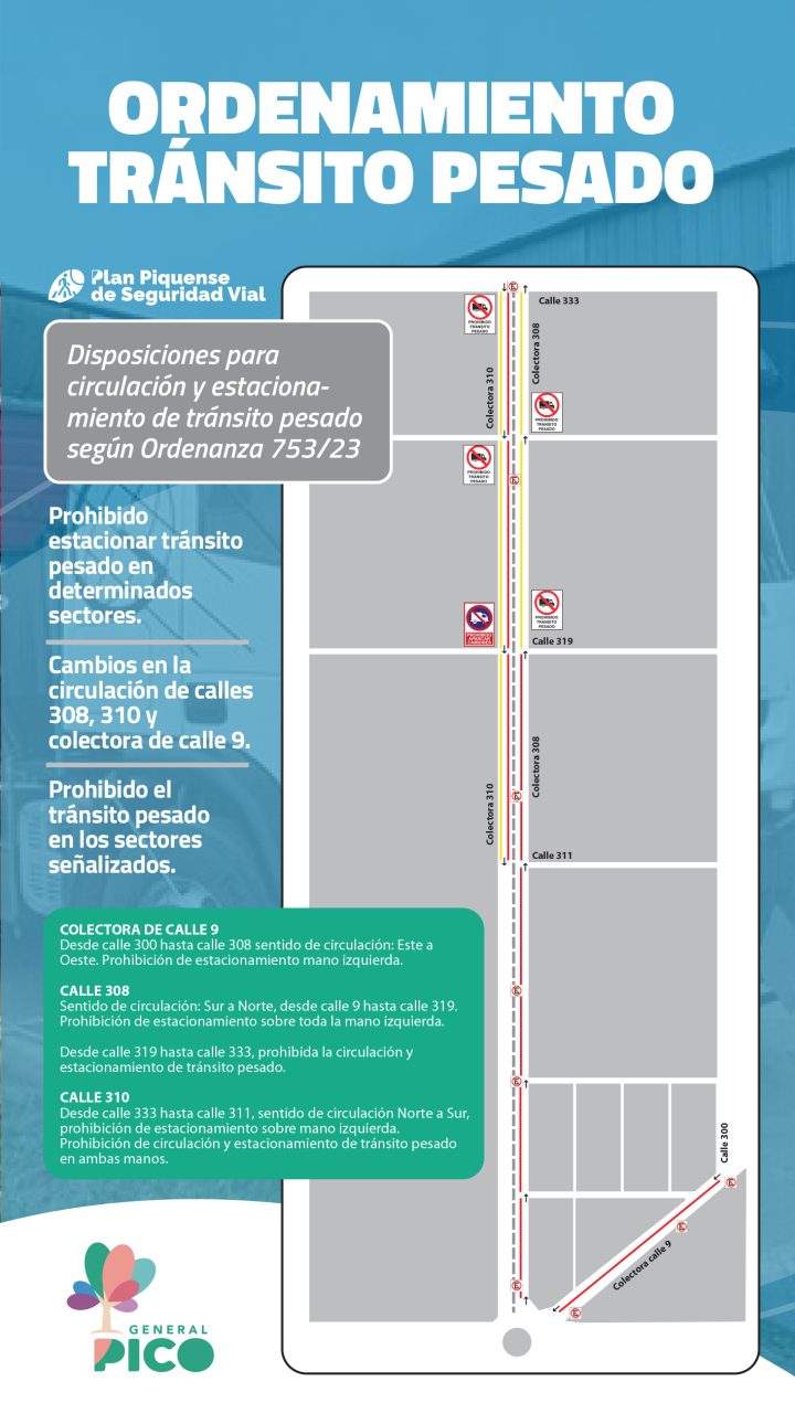 General Pico implementa cambios de circulación y nuevas restricciones para el tránsito pesado