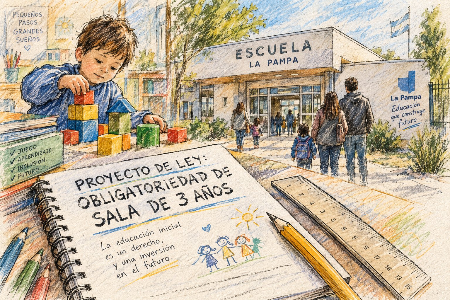 Sala de 3 obligatoria en La Pampa: «hoy tenemos un 75% de cobertura y queremos llegar al 100%» (Imagen ilustrativa IA - infopico.com)