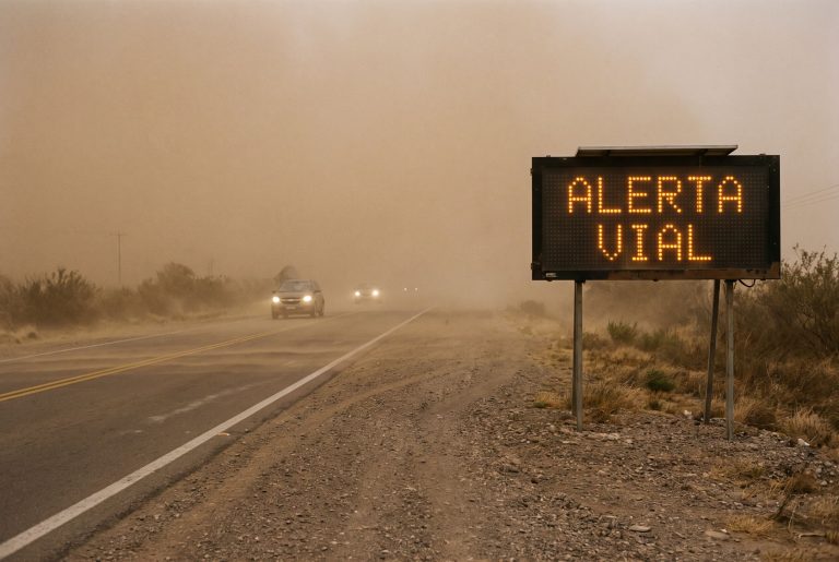 Alerta vial en la Ruta Nacional 35: fuertes vientos y tierra en suspensión reducen la visibilidad