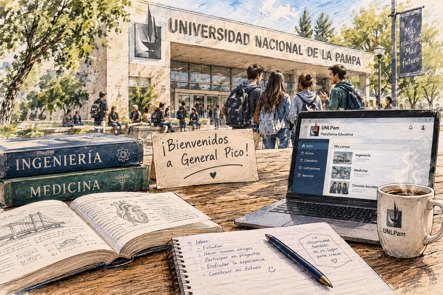 Cada vez más estudiantes eligen General Pico para sus estudios superiores: un 40% se queda en la ciudad (Imagen ilustrativa IA - infopico.com)
