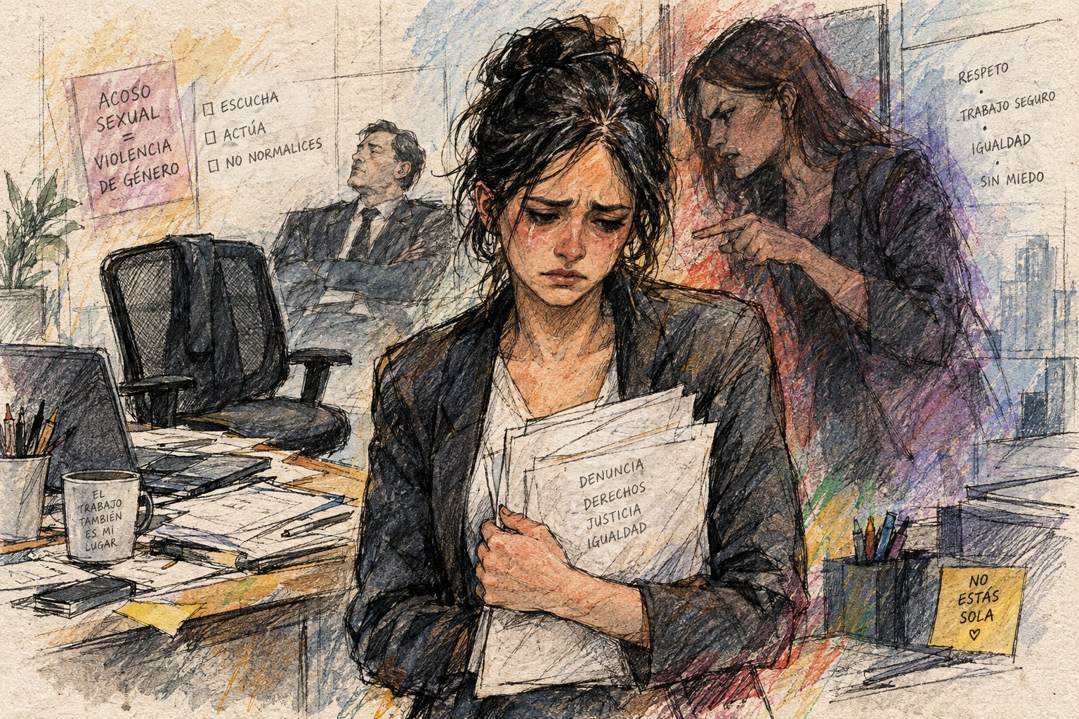 Escándalo en el trabajo: condenan a un jefe por acoso sexual y por permitir que su esposa golpee a una empleada (Imagen ilustrativa IA - infopico.com)