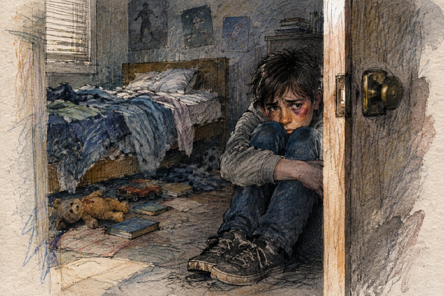 Condenaron a un padre a prisión en suspenso por golpear a su hijo y dejarlo encerrado toda la noche (Imagen ilustrativa IA - infopico.com)