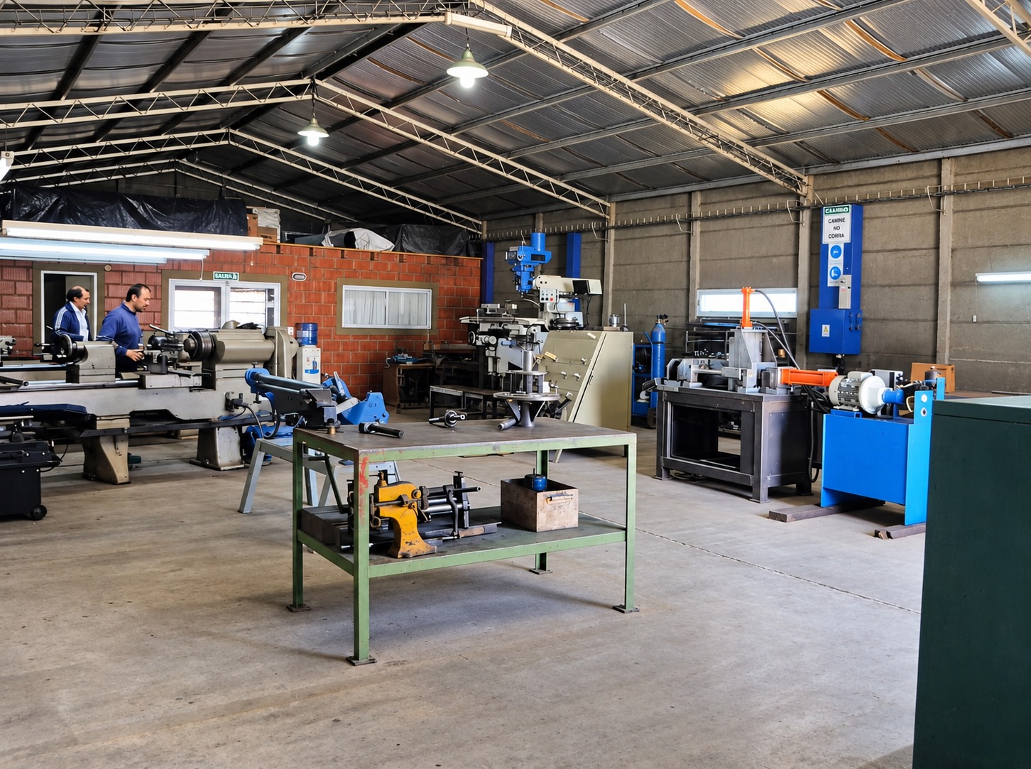 El interior de la planta metalmecánica en General Pico. Hoy, la empresa cuenta con un espacio de trabajo ordenado donde convive el oficio tradicional con los nuevos procesos de mejora continua.